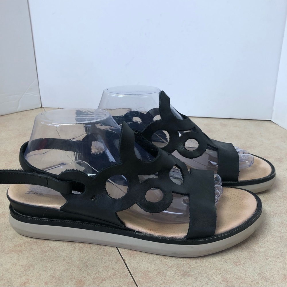 Wanda Panda Salome Black Leather Sandal Size 41 (10.5 US)
